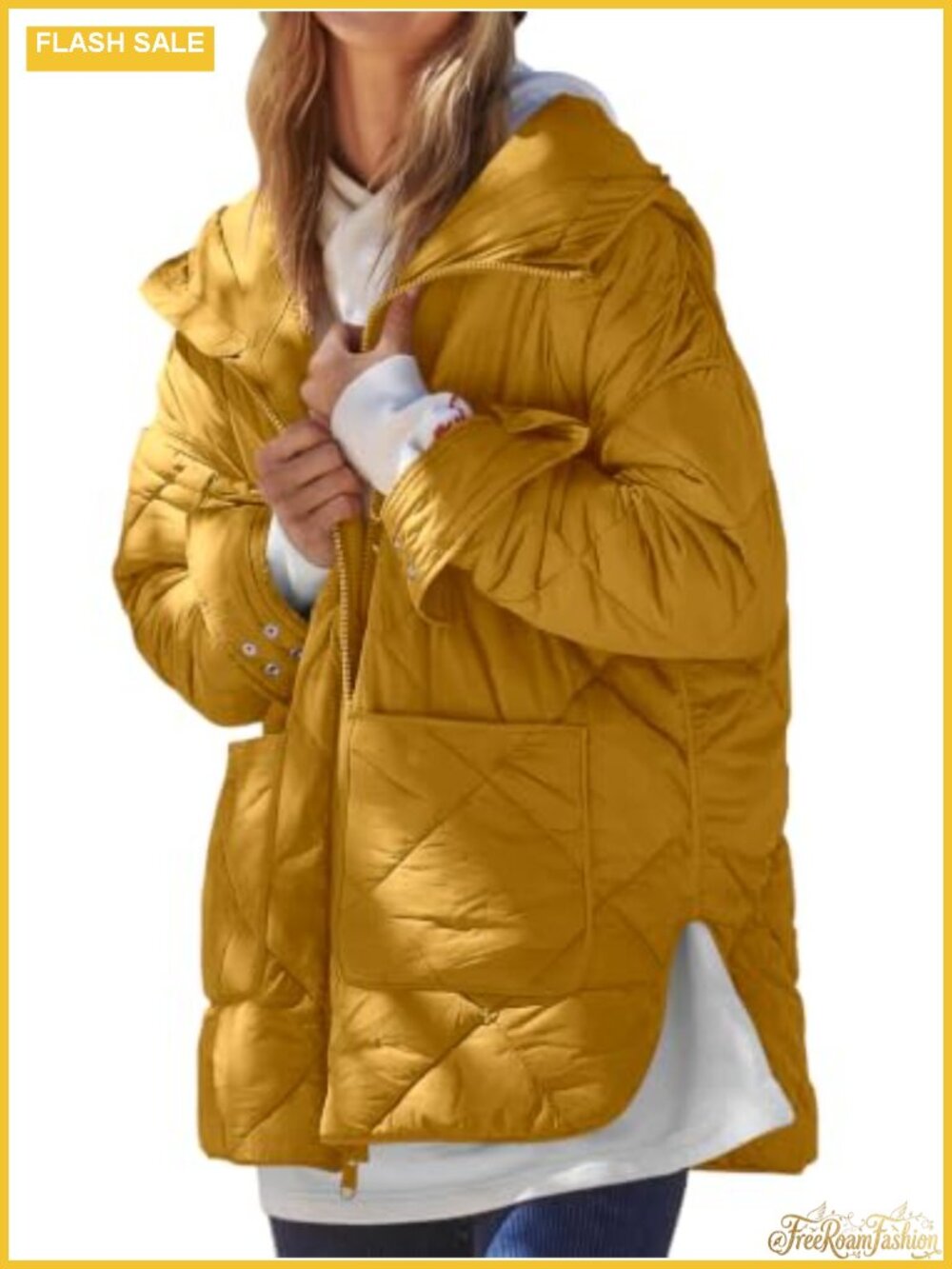 Quilted Puffer Jacket Hooded Oversized Lightweight 100% Polyamide Winter Coat